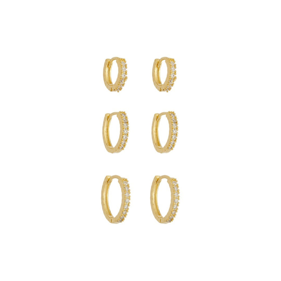 Trio de Argolinhas Celina Zircônias Folheado a Ouro 18k