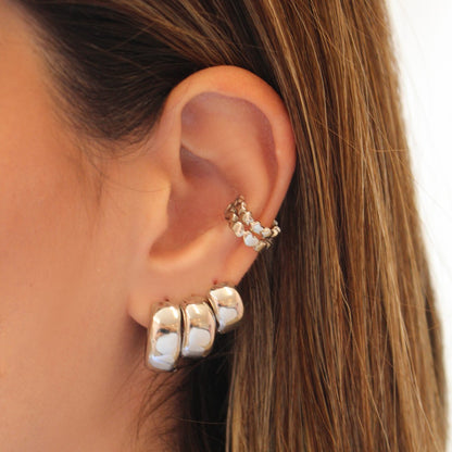 Trio de Argolinhas Cris Folheado em Ródio Branco