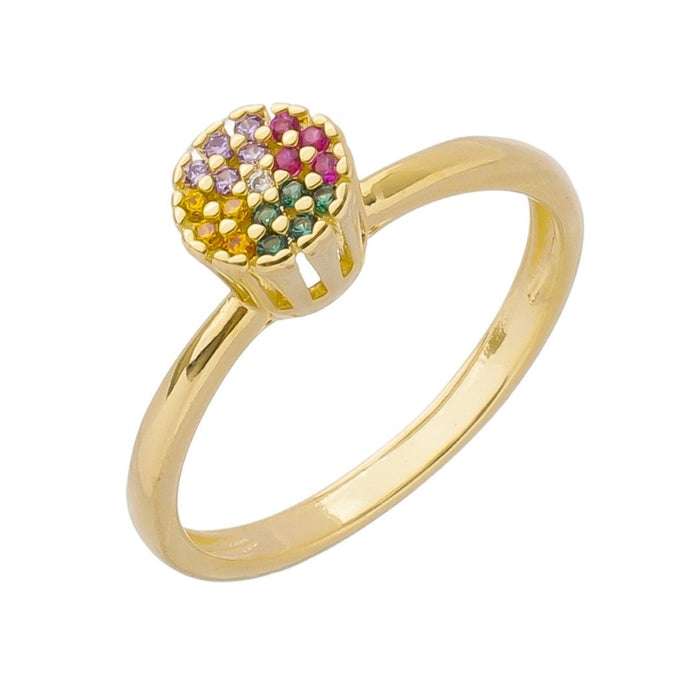 Anel Solitário Kate Zircônias Coloridas Folheado a Ouro 18k
