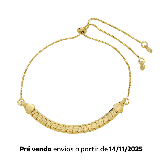 Pulseira Ajustável Malha Olívia Folheada a Ouro 18k