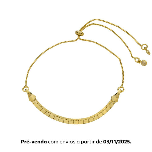 Pulseira Ajustável Malha Florença Folheada a Ouro 18k