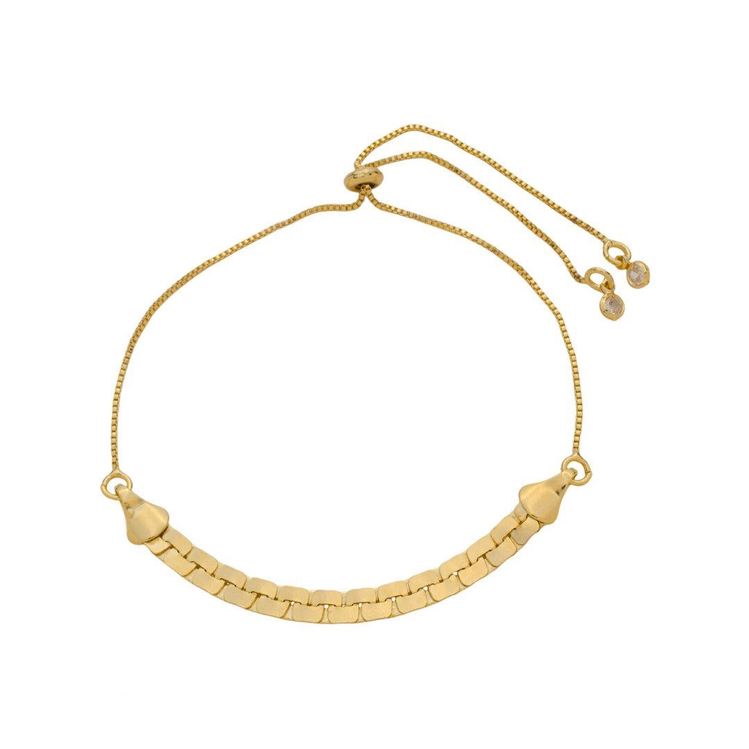 Pulseira Ajustável Malha Florença Folheada a Ouro 18k