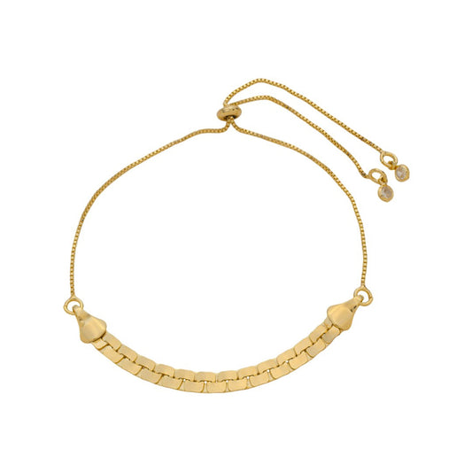 Pulseira Ajustável Malha Florença Folheada a Ouro 18k