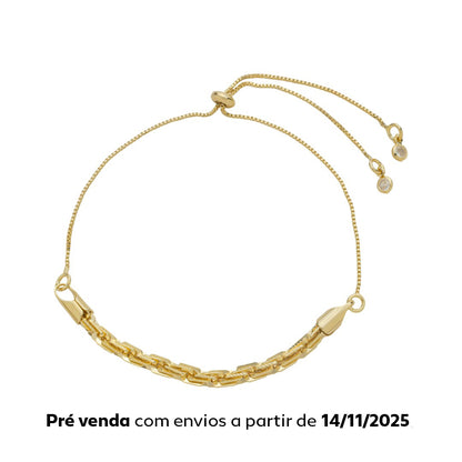 Pulseira Ajustável Malha Valentina Folheada a Ouro 18k