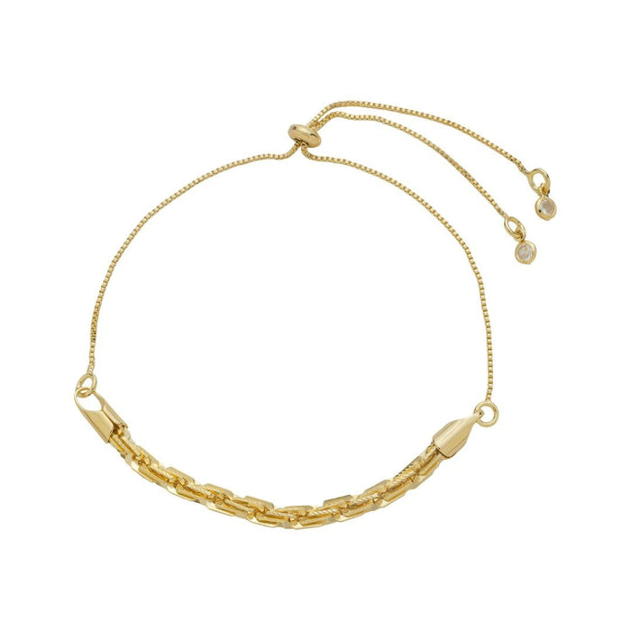 Pulseira Ajustável Malha Valentina Folheada a Ouro 18k