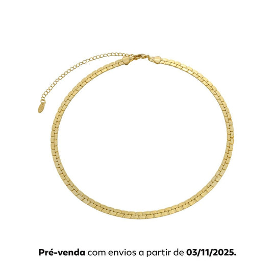 Choker Malha Anielle Folheada a Ouro 18k