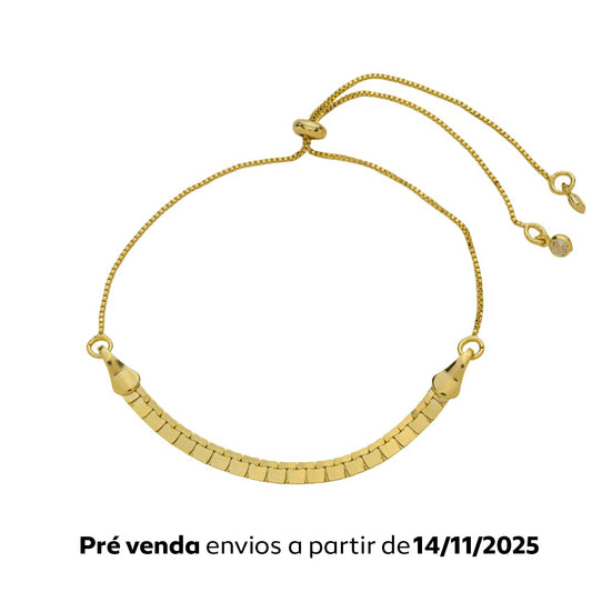 Pulseira Ajustável Malha Anielle Folheada a Ouro 18k