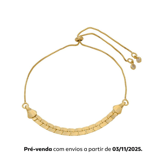 Pulseira Ajustável Malha Anielle Folheada a Ouro 18k
