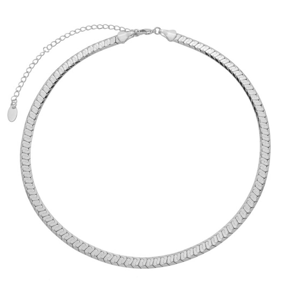 Choker Malha Olívia Folheada em Ródio Branco