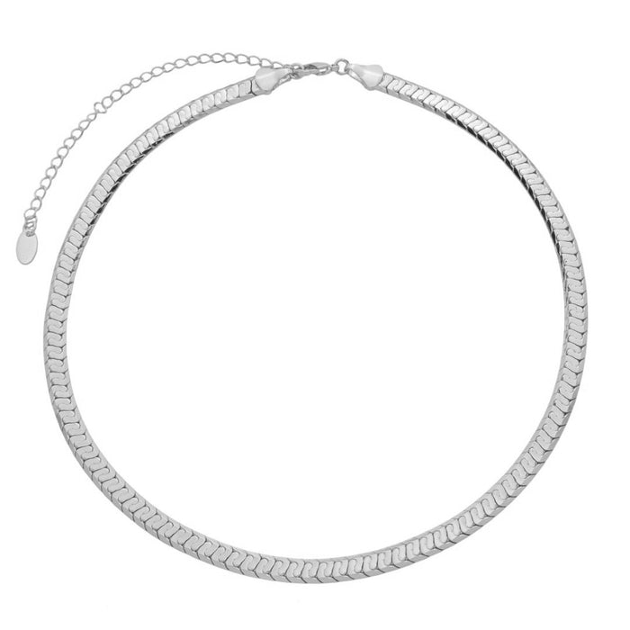 Choker Malha Olívia Folheada em Ródio Branco