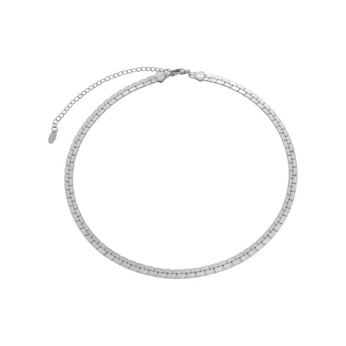 Choker Malha Florença Folheada em Ródio Branco