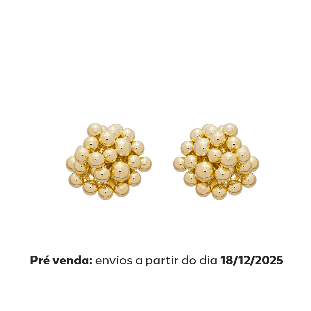 Brinco Esferas Orgânico Joana Folheado a Ouro 18k