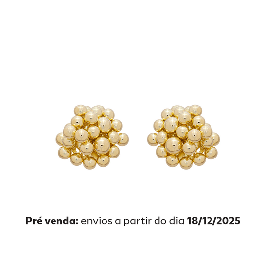 Brinco Esferas Orgânico Joana Folheado a Ouro 18k