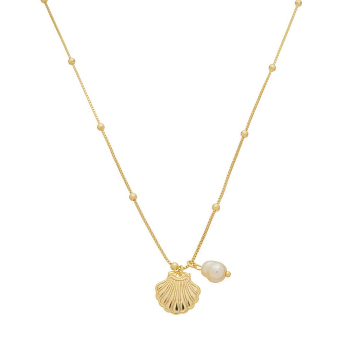Colar Concha Pérola Camila Folheado a Ouro 18k
