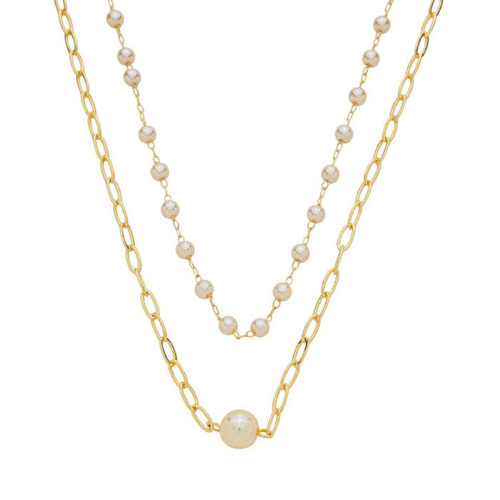 Choker Duas Voltas Melinda Elos Pérolas Folheada a Ouro 18k