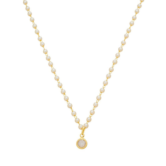 Colar Pérolas Júlia Ponto de Luz Zircônia Folheado a Ouro 18k