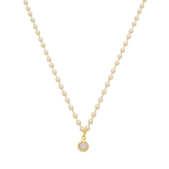 Colar Pérolas Júlia Ponto de Luz Zircônia Folheado a Ouro 18k