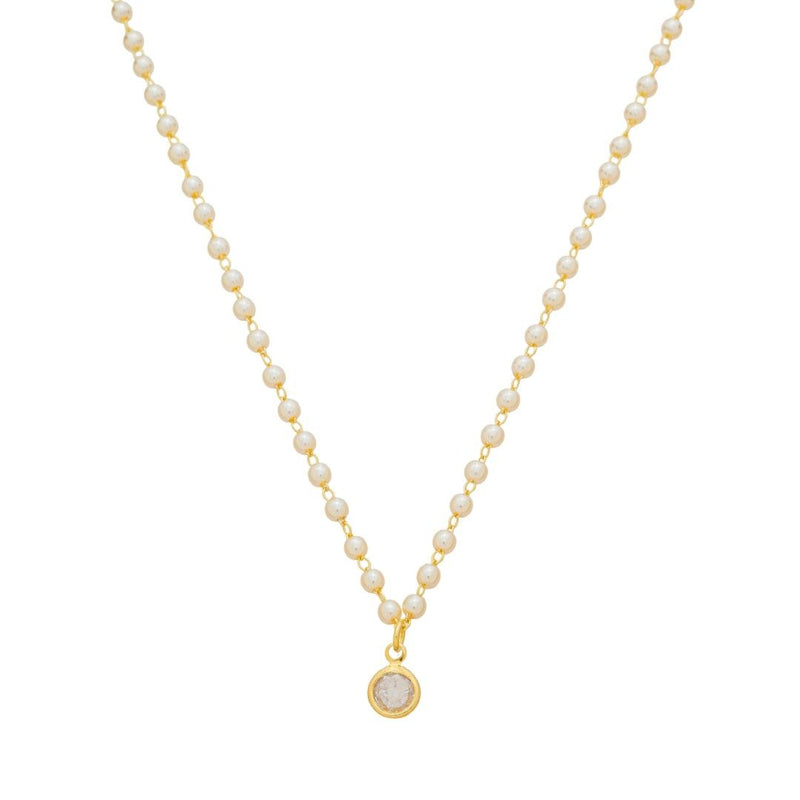 Colar Pérolas Júlia Ponto de Luz Zircônia Folheado a Ouro 18k