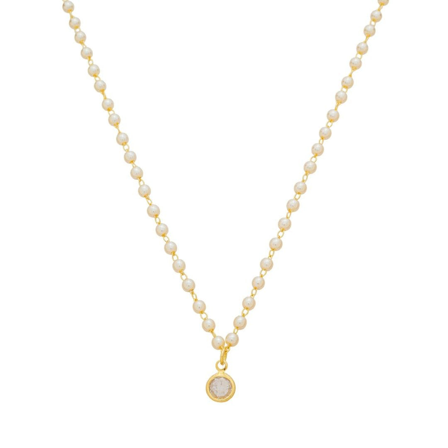 Colar Pérolas Júlia Ponto de Luz Zircônia Folheado a Ouro 18k