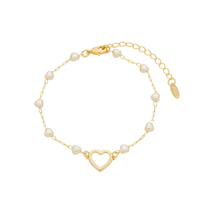 Pulseira Coração Thainá Pérolas Folheado a Ouro 18k