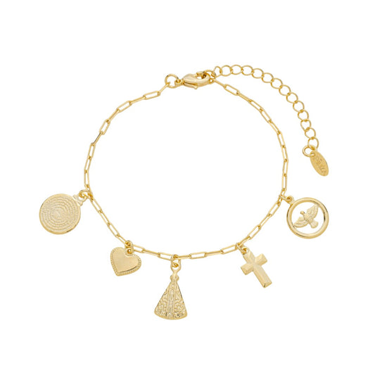 Pulseira Espírito Santo Amuletos Folheado a Ouro 18k
