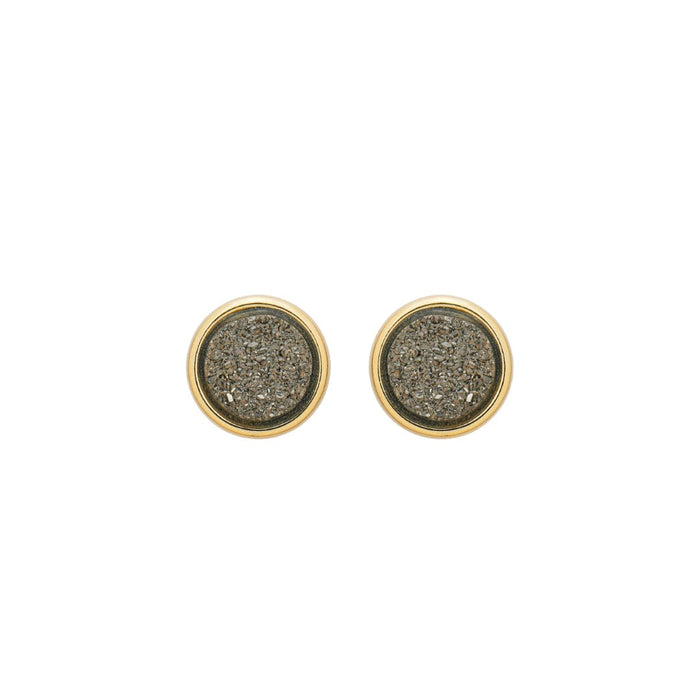 Brinco Bárbara Pirita Grafite Folheado a Ouro 18k