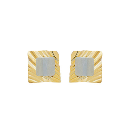 Brinco Quadrado Texturizado Lara Folheado a Ouro 18k Folheado em Ródio Branco