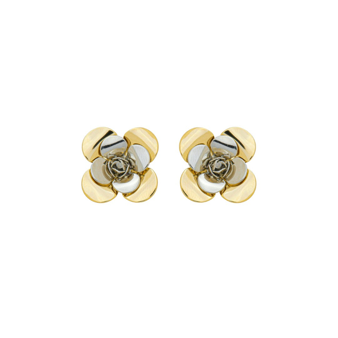 Brinco Flor Eloá G Folheado a Ouro 18k Folheado em Ródio Branco