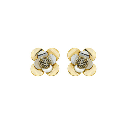 Brinco Flor Eloá G Folheado a Ouro 18k Folheado em Ródio Branco