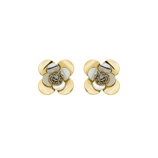 Brinco Flor Eloá G Folheado a Ouro 18k Folheado em Ródio Branco