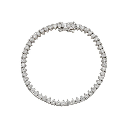 Pulseira Riviera Três Pontas Nat Zircônias Folheado em Ródio Branco