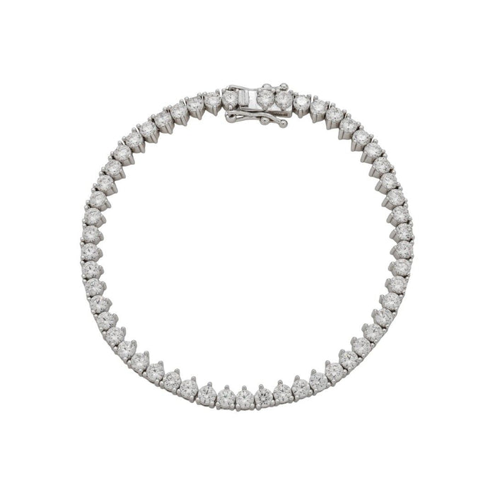 Pulseira Riviera Três Pontas Nat Zircônias Folheado em Ródio Branco