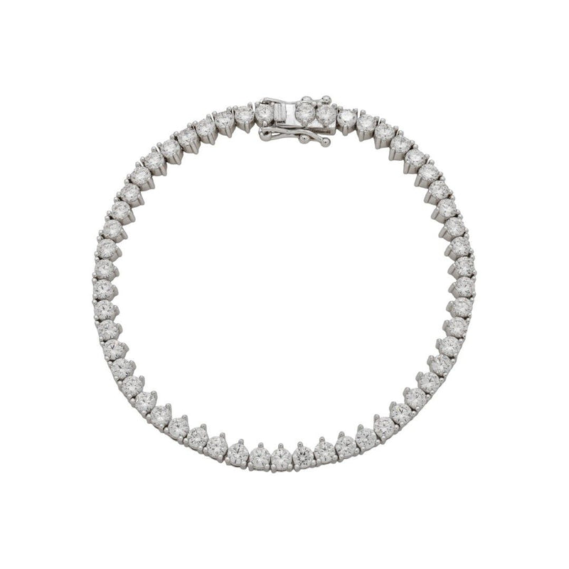 Pulseira Riviera Três Pontas Nat Zircônias Folheado em Ródio Branco