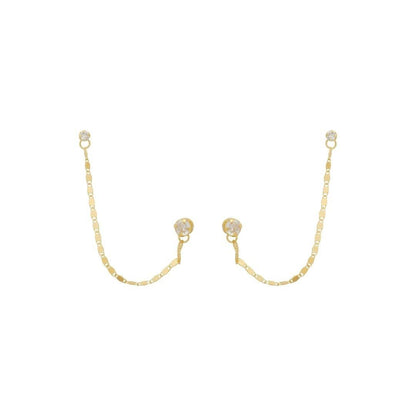 Brinco Ear Line Isabelli Ponto de Luz Zircônia Folheado a Ouro 18k