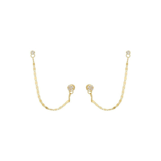 Brinco Ear Line Isabelli Ponto de Luz Zircônia Folheado a Ouro 18k