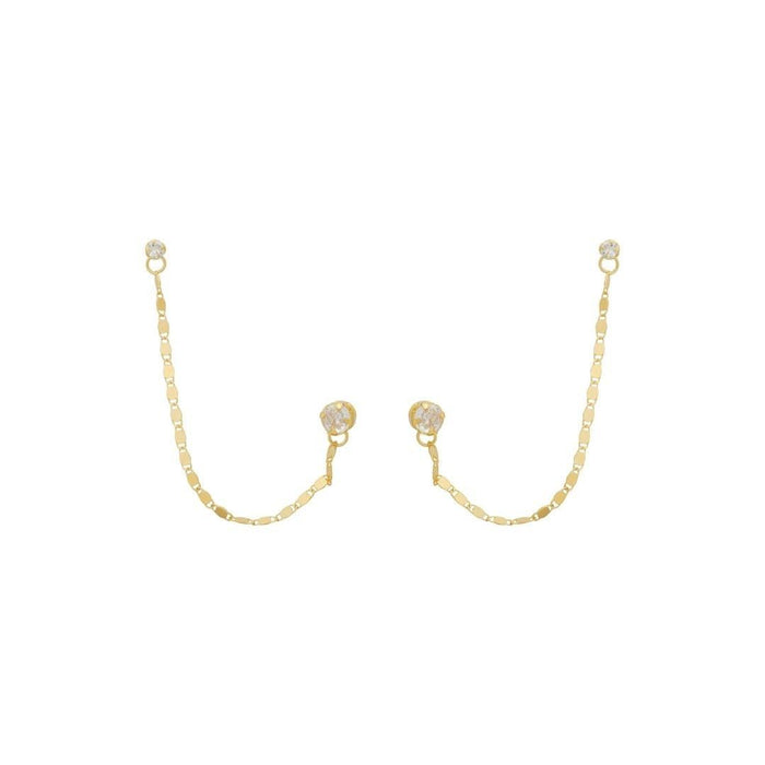Brinco Ear Line Isabelli Ponto de Luz Zircônia Folheado a Ouro 18k
