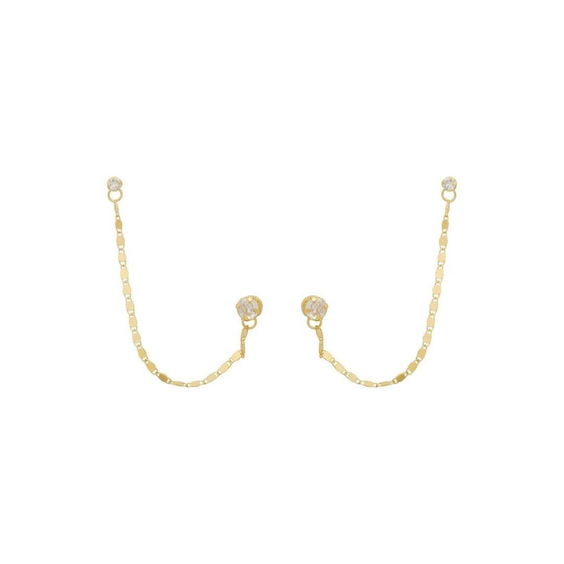 Brinco Ear Line Isabelli Ponto de Luz Zircônia Folheado a Ouro 18k