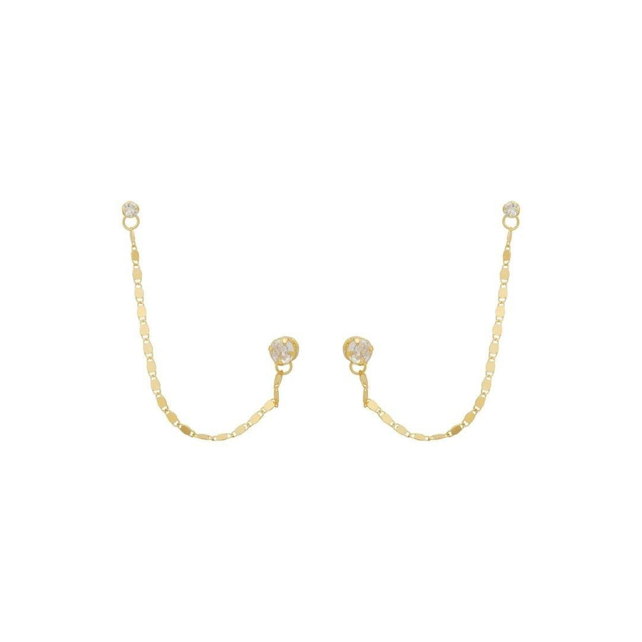 Brinco Ear Line Isabelli Ponto de Luz Zircônia Folheado a Ouro 18k
