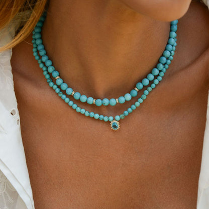 Colar Bella Howlita Turquesa Folheado a Ouro 18k