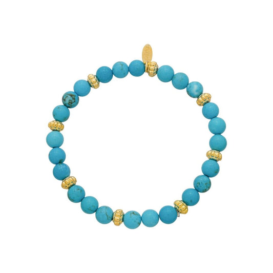 Pulseira Bella Howlita Turquesa Folheado a Ouro 18k
