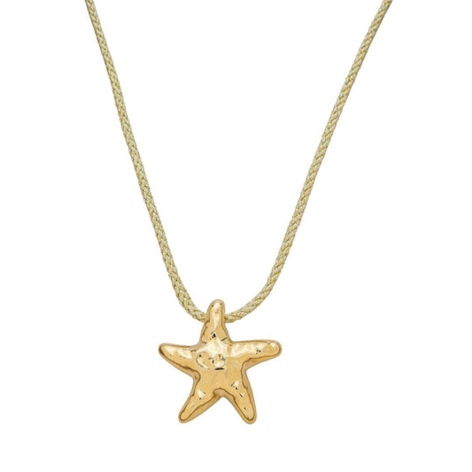 Colar Corda Nude Fiorella Pingente Estrela do Mar Folheado a Ouro 18k