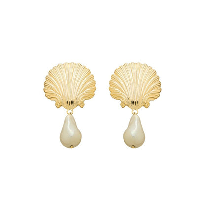 Brinco Conha Muriel Pérola Folheado a Ouro 18k