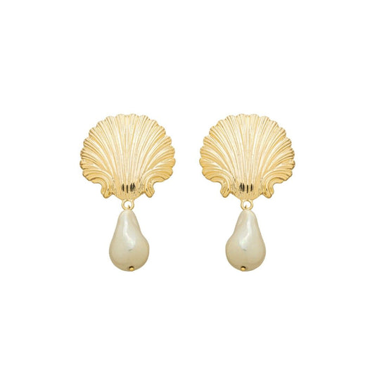 Brinco Conha Muriel Pérola Folheado a Ouro 18k