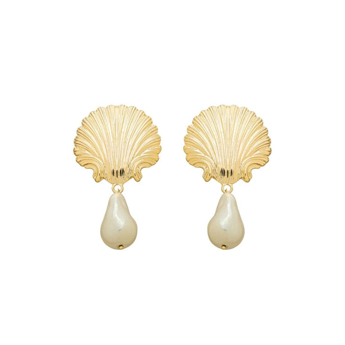 Brinco Conha Muriel Pérola Folheado a Ouro 18k