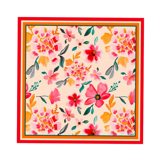 Lenço de Seda Maitê Floral Rosa