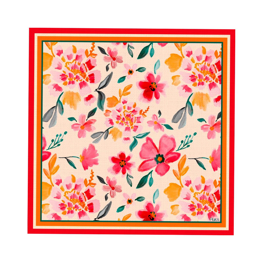 Lenço de Seda Maitê Floral Rosa
