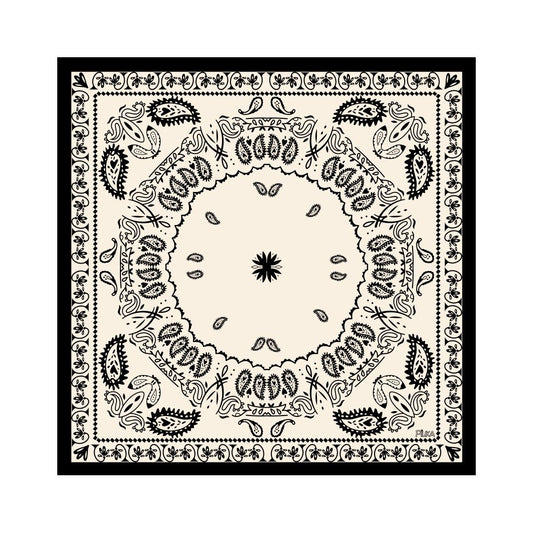 Lenço de Seda Maitê Paisley Branco e Preto