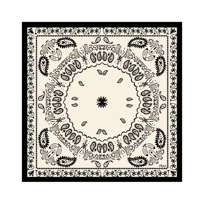 Lenço de Seda Maitê Paisley Branco e Preto
