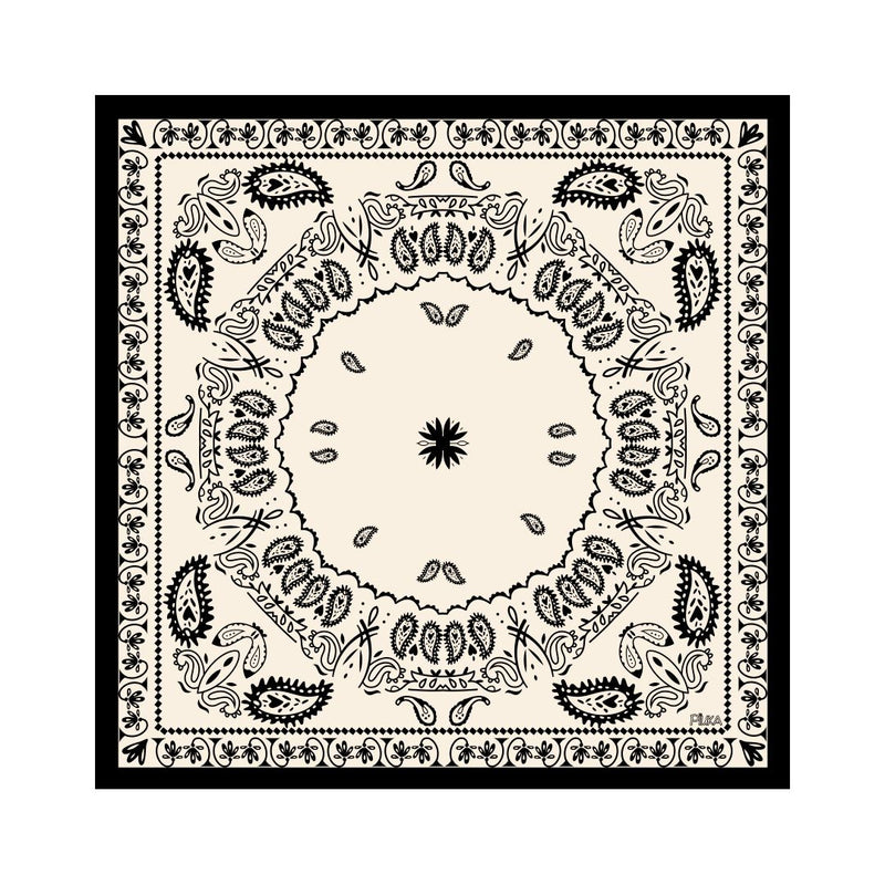 Lenço de Seda Maitê Paisley Branco e Preto