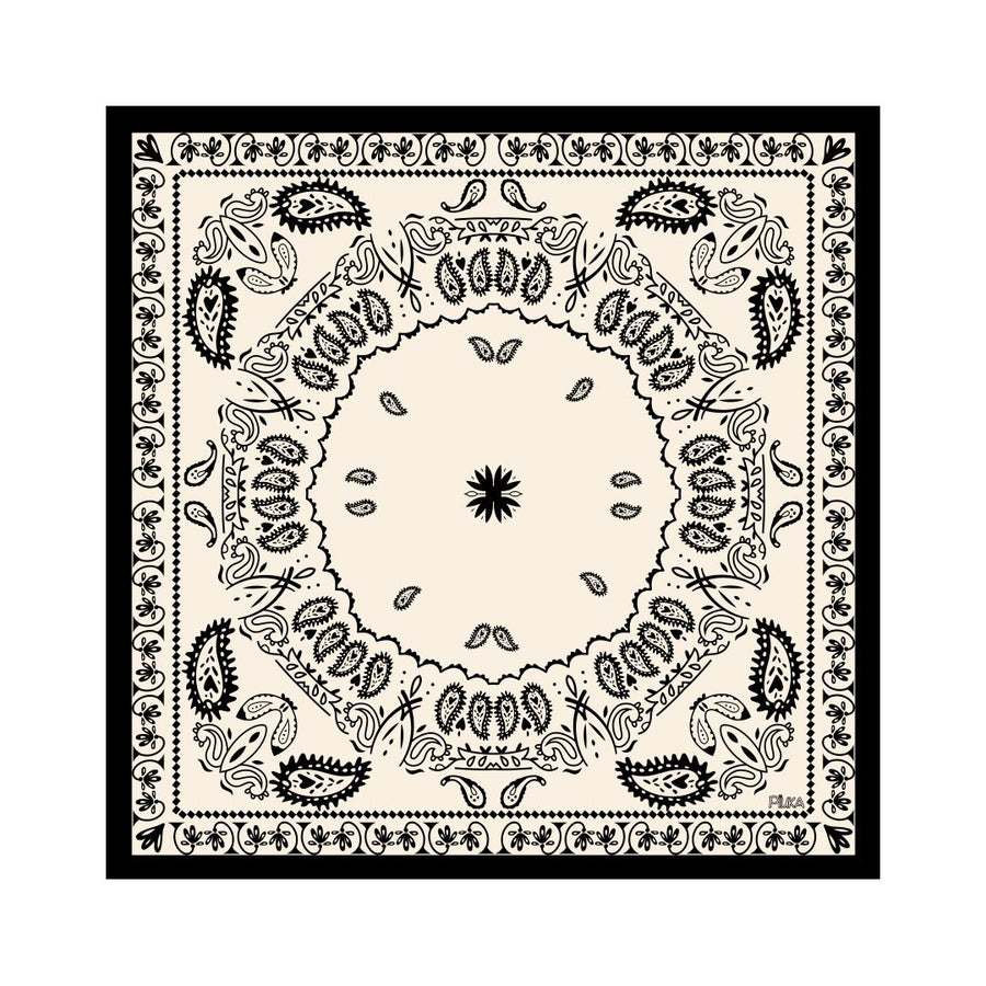 Lenço de Seda Maitê Paisley Branco e Preto